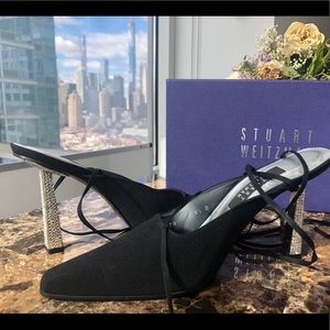 Stuart Weitzman suede with Swarovski crystal heel